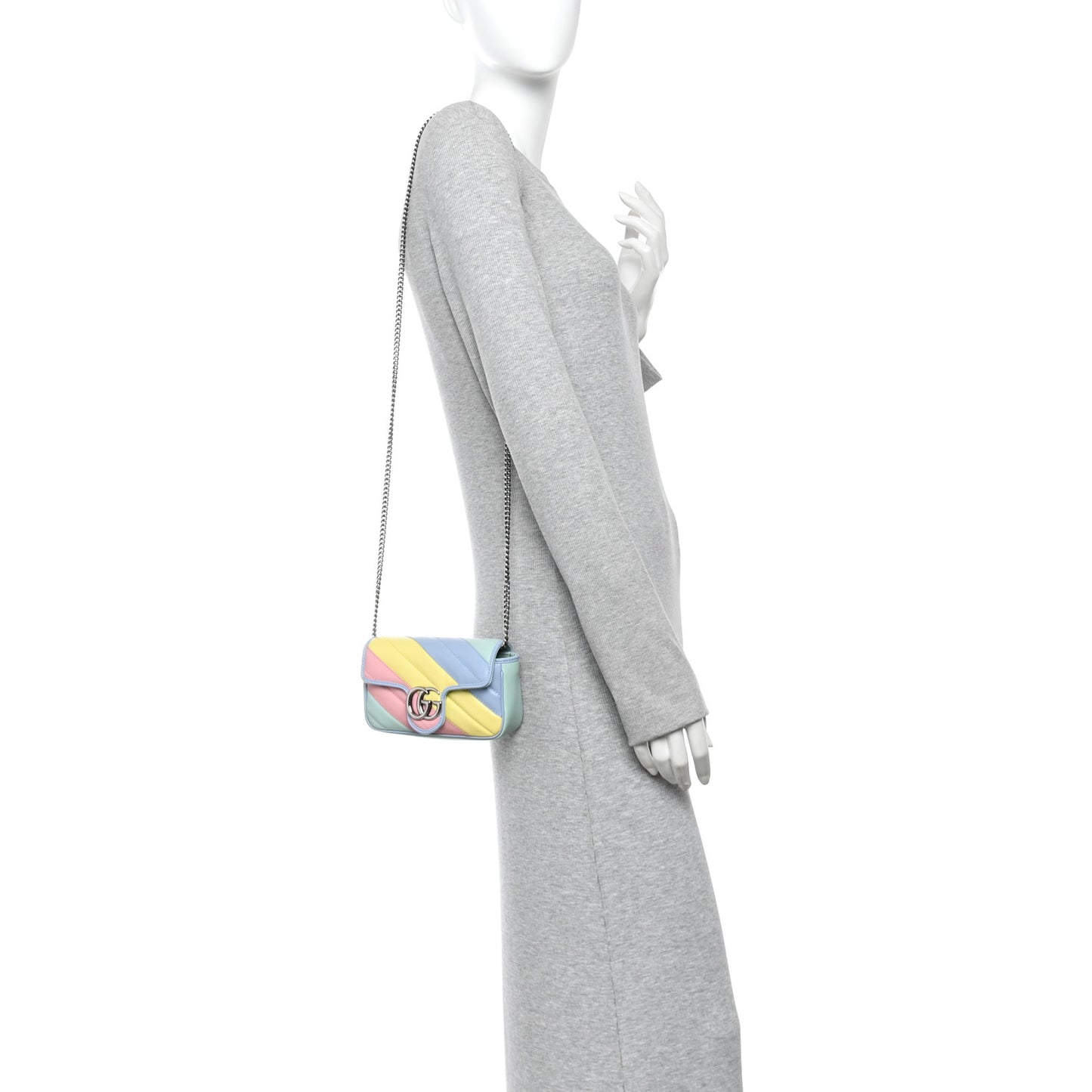 Calfskin Matelasse Diagonal Super Mini GG Marmont Shoulder Bag Multicolor Pastel