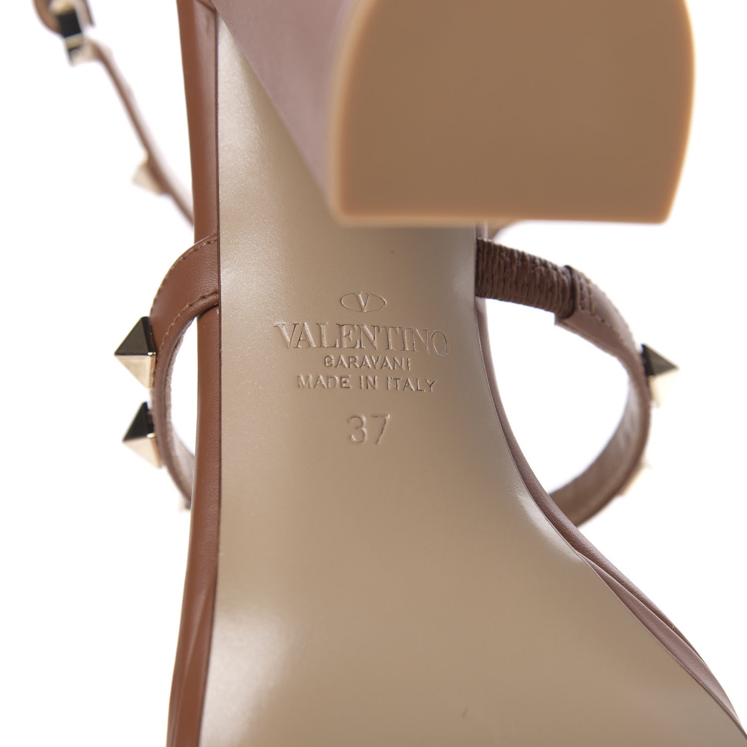 Valentino Garavani Calfskin Rockstud T-Strap 10/110mm Platform Sandals 37 Saddle Brown 7 of 10