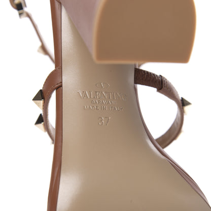 Valentino Garavani Calfskin Rockstud T-Strap 10/110mm Platform Sandals 37 Saddle Brown 7 of 10