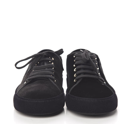Chanel Velvet Womens CC Sneakers 36 Black 2 of 9