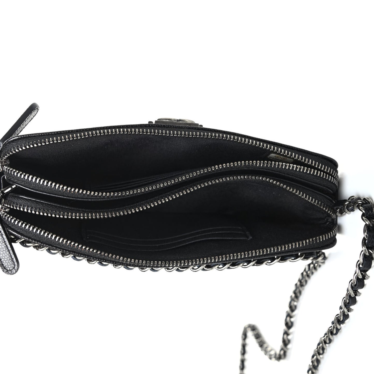 Caviar Quilted Small Boy Clutch With Chain Black
