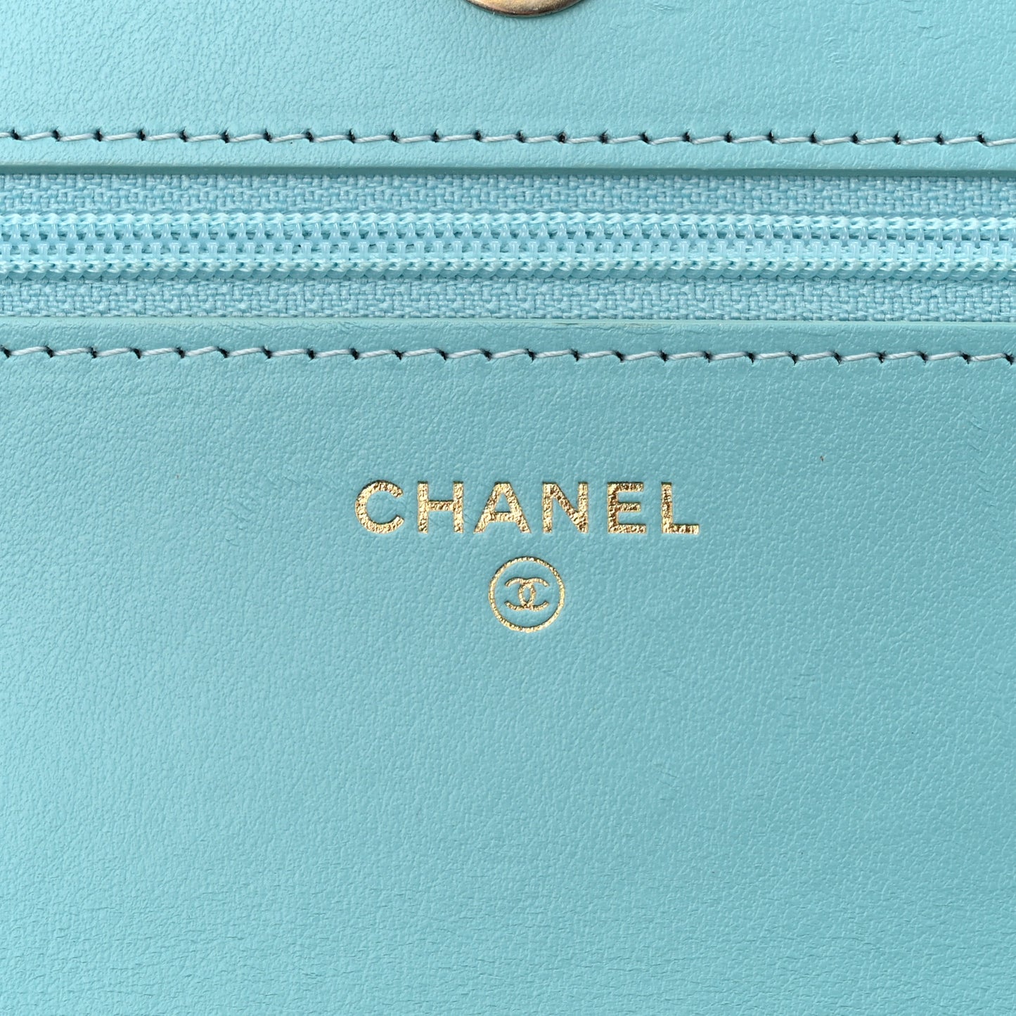 Denim Quilted Chanel 19 Wallet On Chain WOC Neon Blue