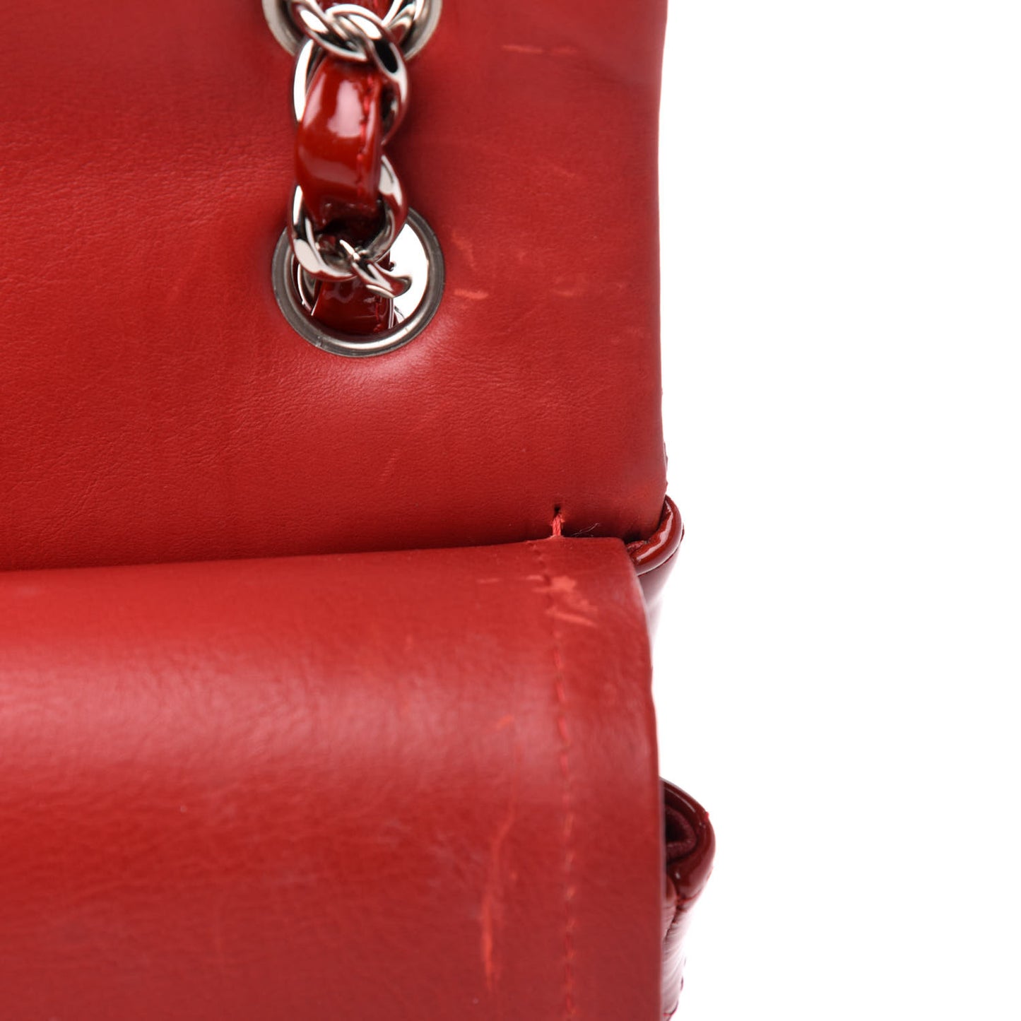 Patent Quilted Jumbo Double Flap Red