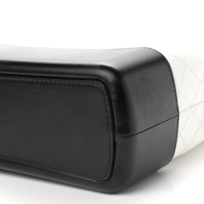 Chanel Aged Calfskin Quilted Maxi Gabrielle Hobo White Black 9 of 9