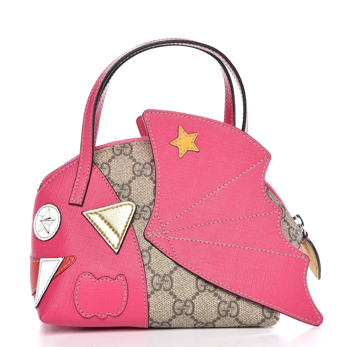 GG Supreme Monogram Kid's Bat Top Handle Bag Pink