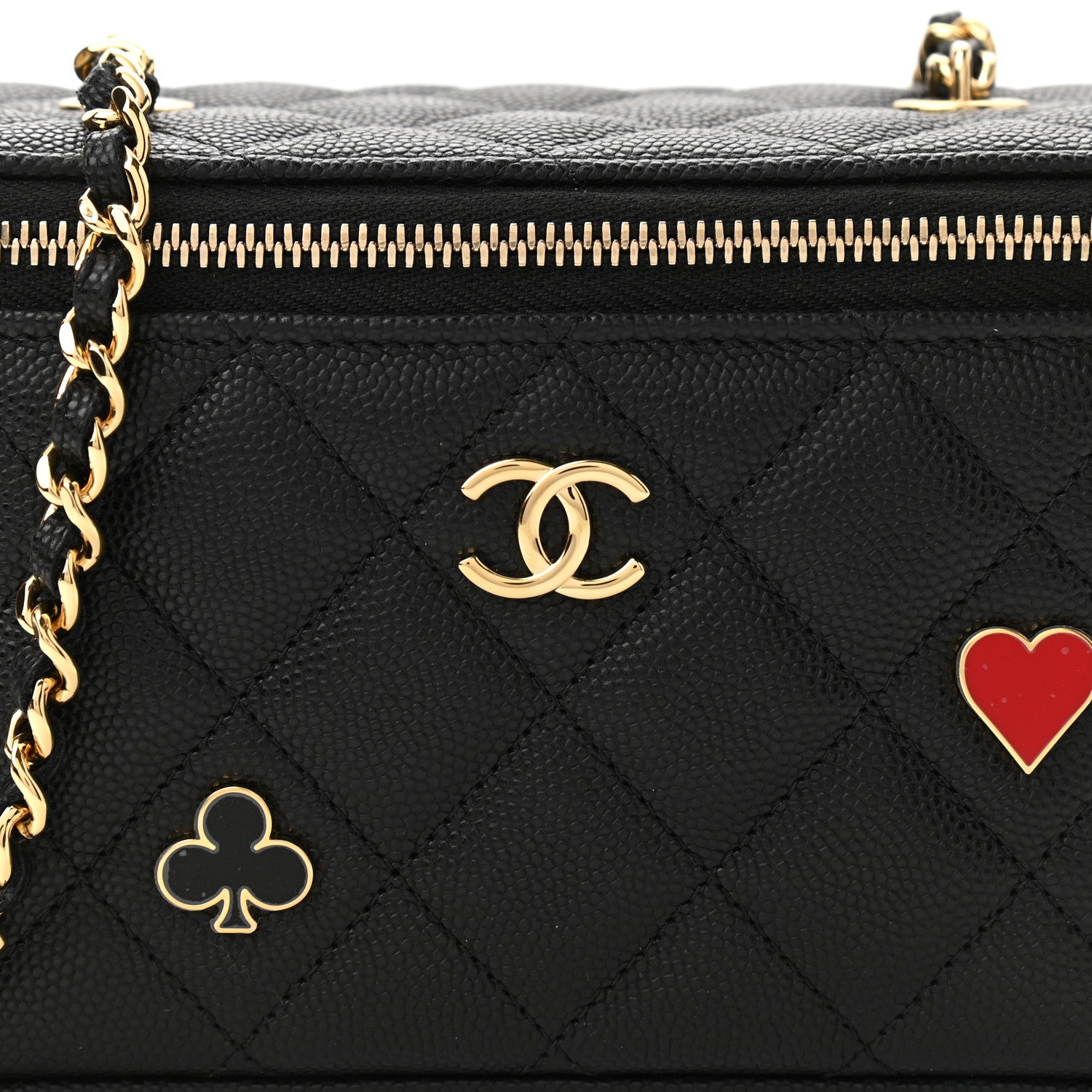 Chanel Caviar Quilted Enamel Coco Casino Small Vanity Case With Chain Black 8 of 12