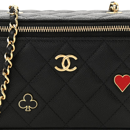 Chanel Caviar Quilted Enamel Coco Casino Small Vanity Case With Chain Black 8 of 12