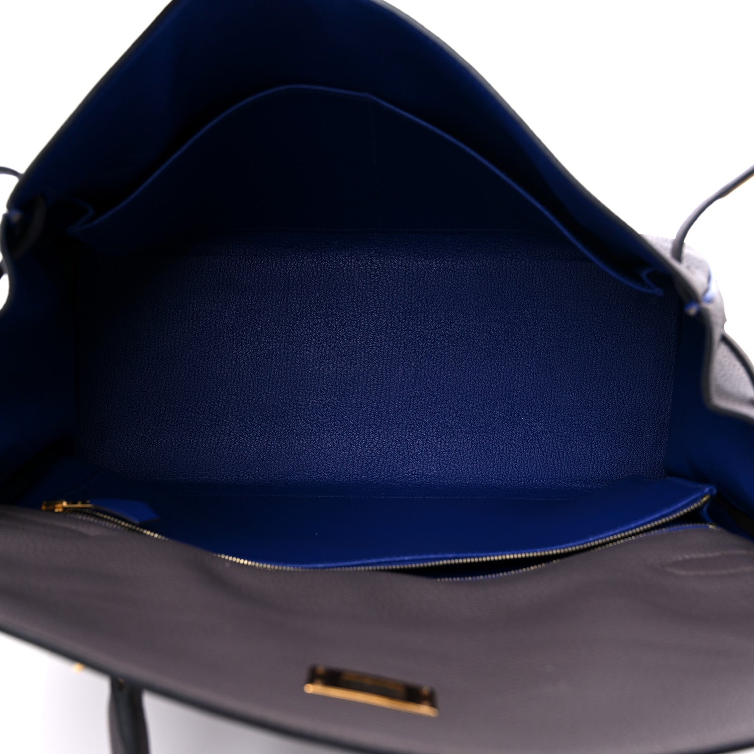 Hermes Togo Horseshoe Kelly Retourne 35 Etain Bleu Electrique 4 of 10