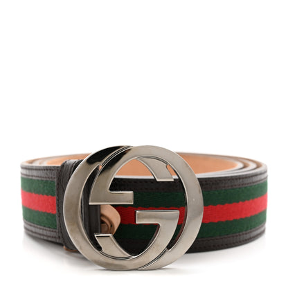 Gucci Calfskin Web Interlocking G Belt 115 46 Black 1 of 9