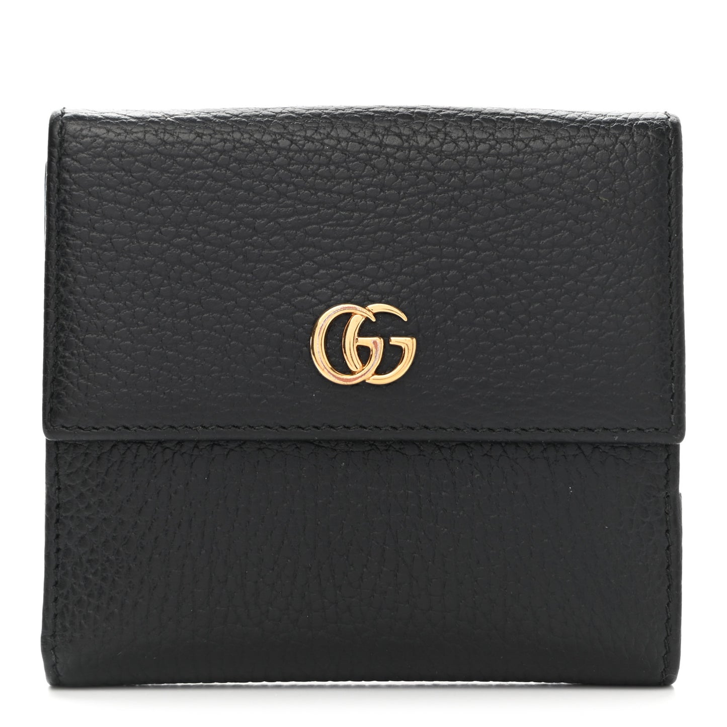 Dollar Calfskin Double G French Flap Wallet Black