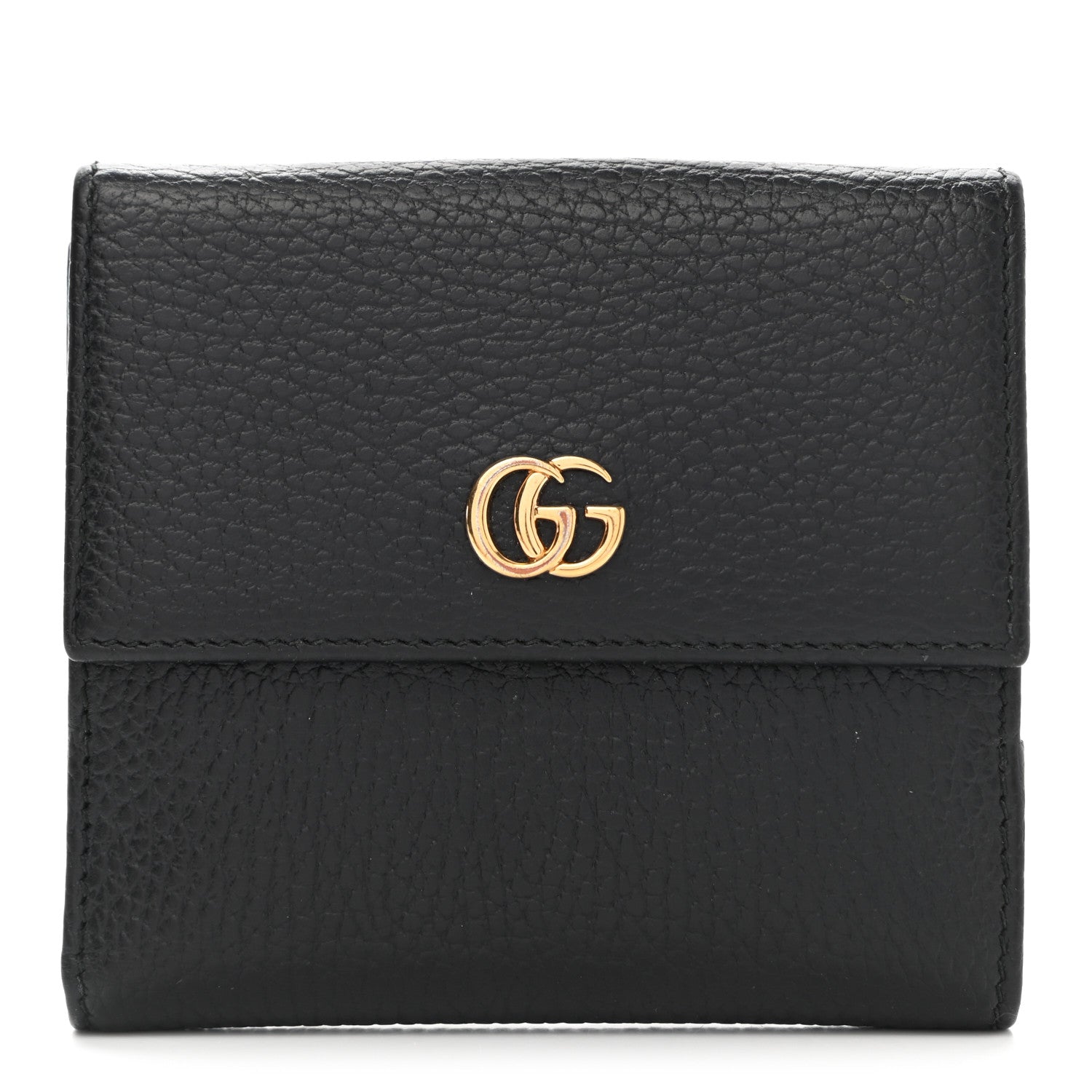Gucci Dollar Calfskin Double G French Flap Wallet Black 1 of 8