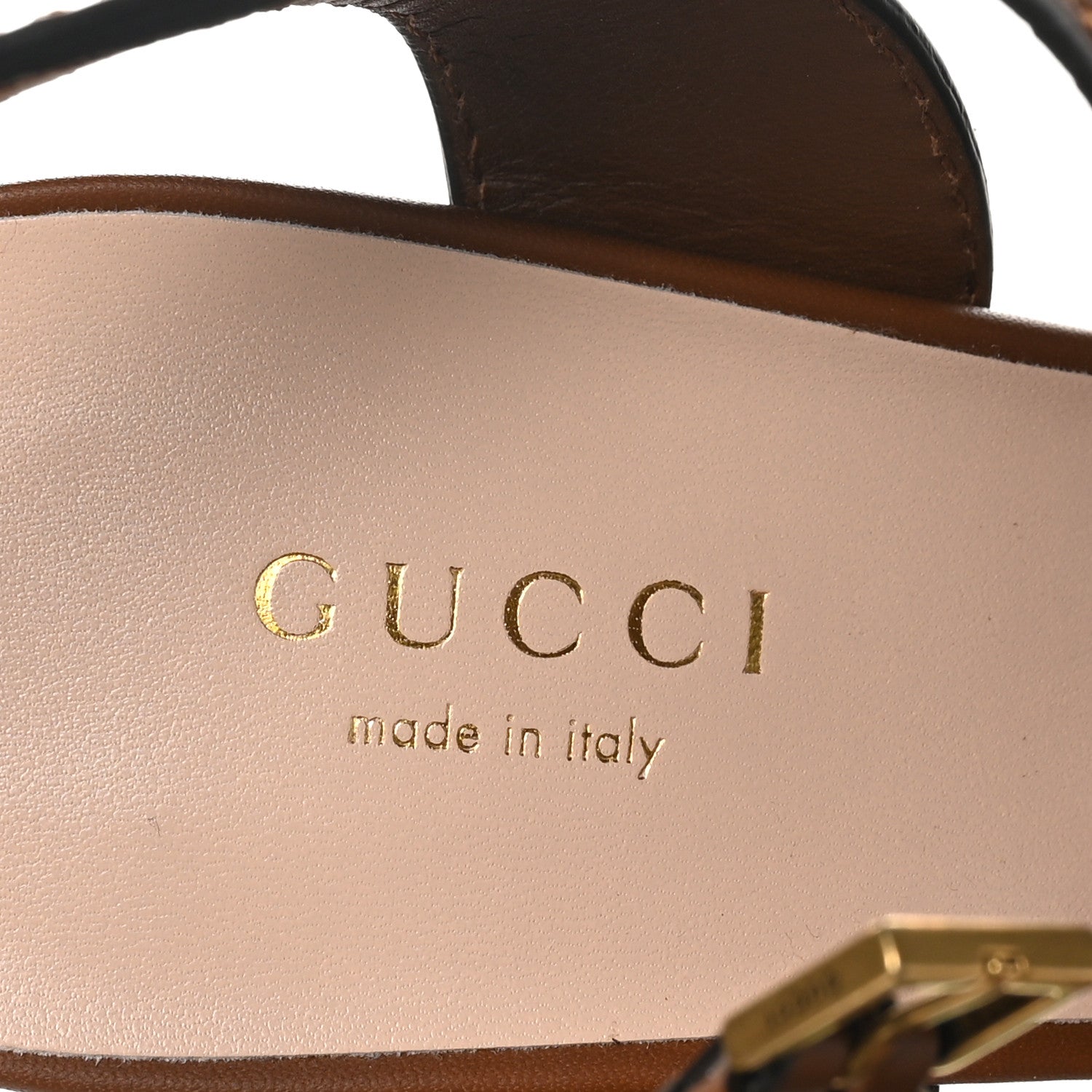 Gucci Cosmos Softy Calfskin Wooden Interlocking G Cut-Out 30/120mm Platform Sandals 35 Cuir 7 of 9