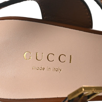 Gucci Cosmos Softy Calfskin Wooden Interlocking G Cut-Out 30/120mm Platform Sandals 35 Cuir 7 of 9