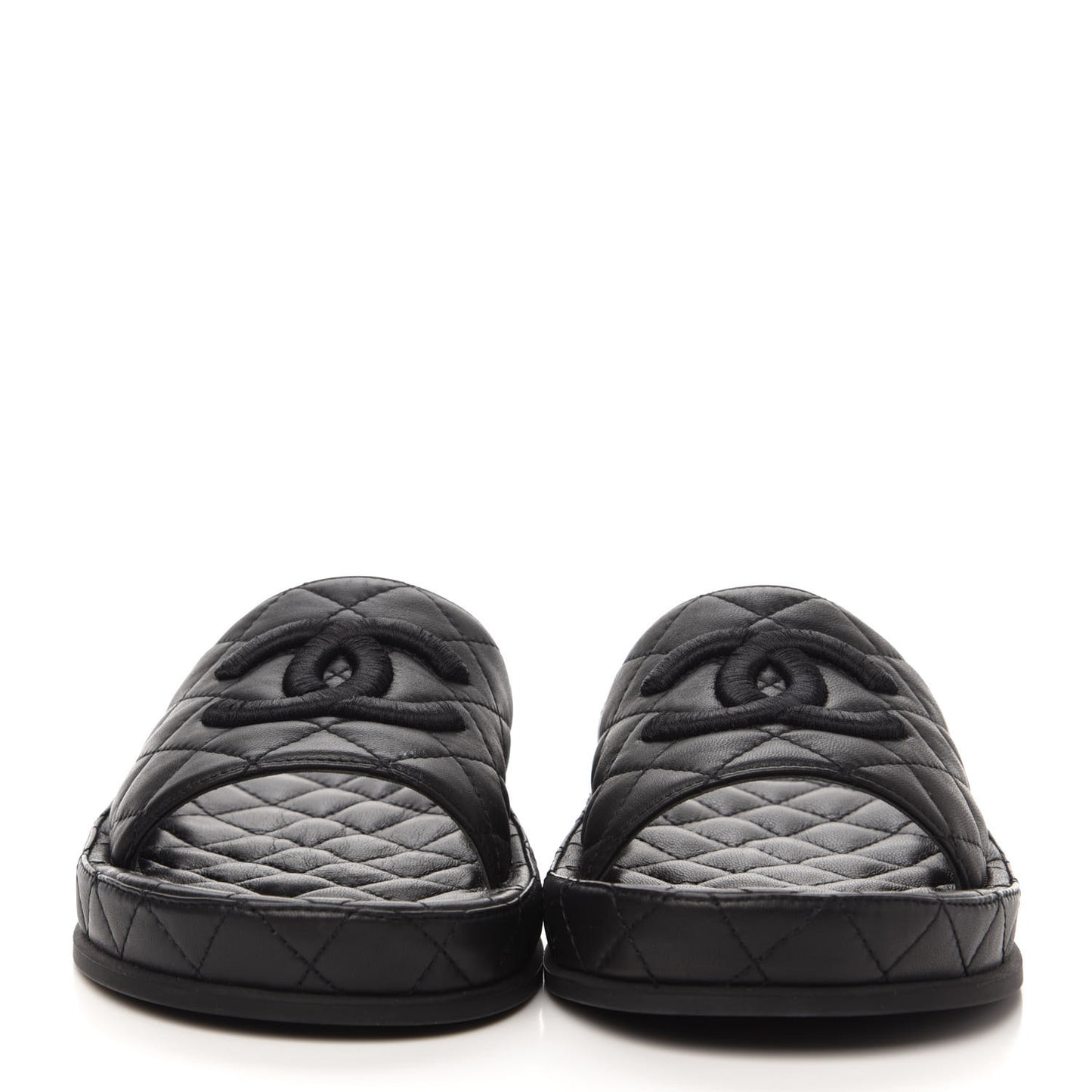 Lambskin Quilted CC Mules Sandals 39 Black