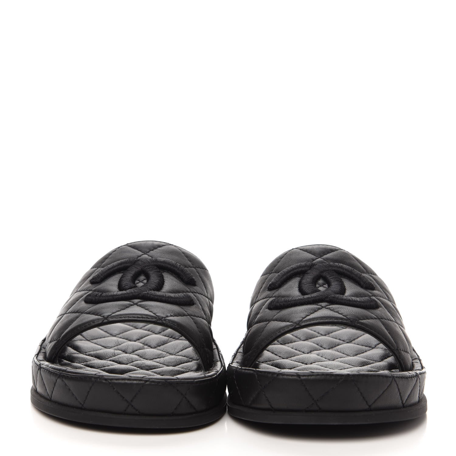 Chanel Lambskin Quilted CC Mules Sandals 39 Black 2 of 9