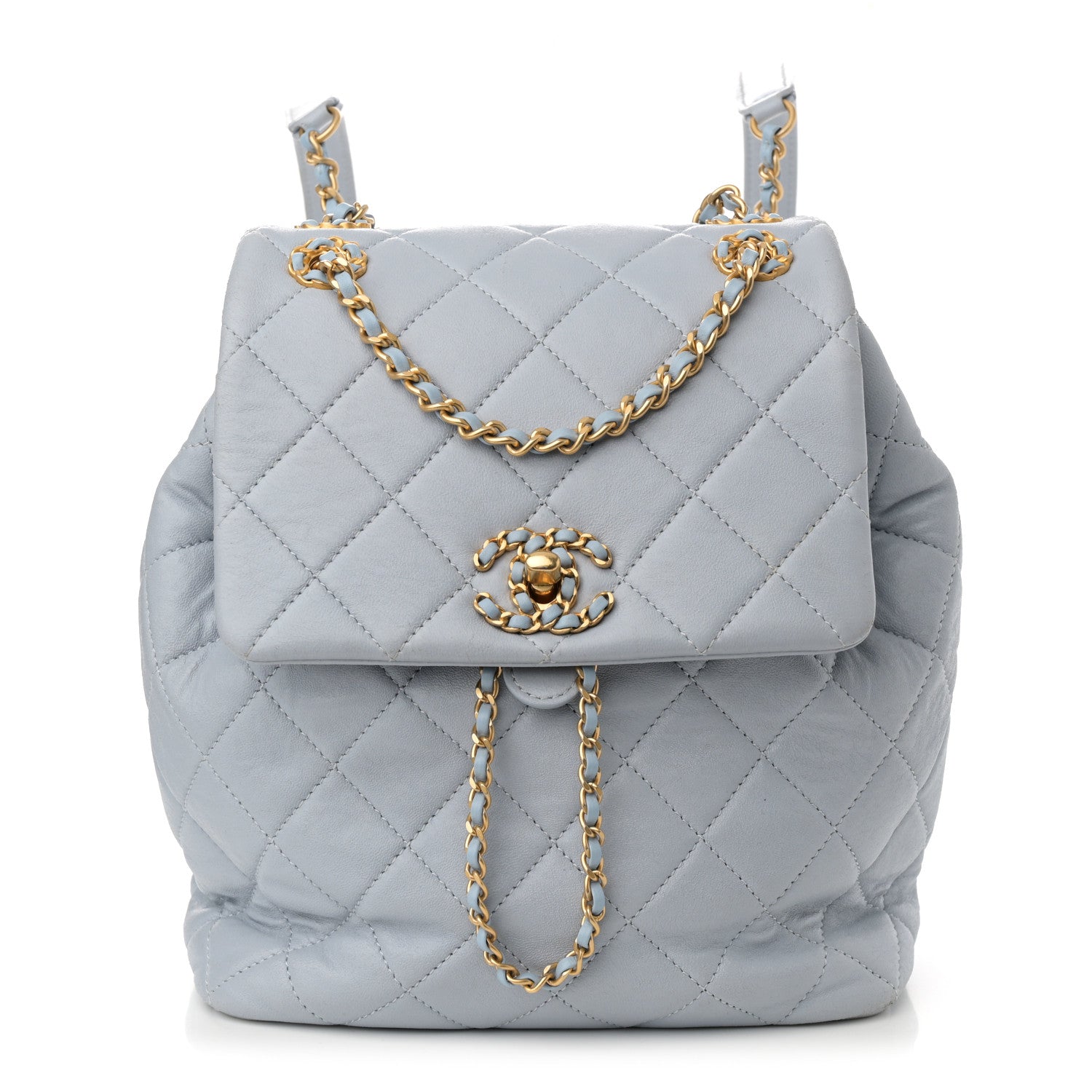 Chanel Lambskin Quilted Small Braided CC Backpack Light Blue 1 of 13
