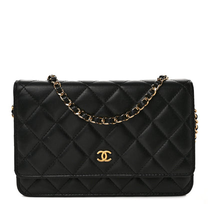 Chanel Lambskin Quilted Wallet On Chain WOC Black 1 of 12