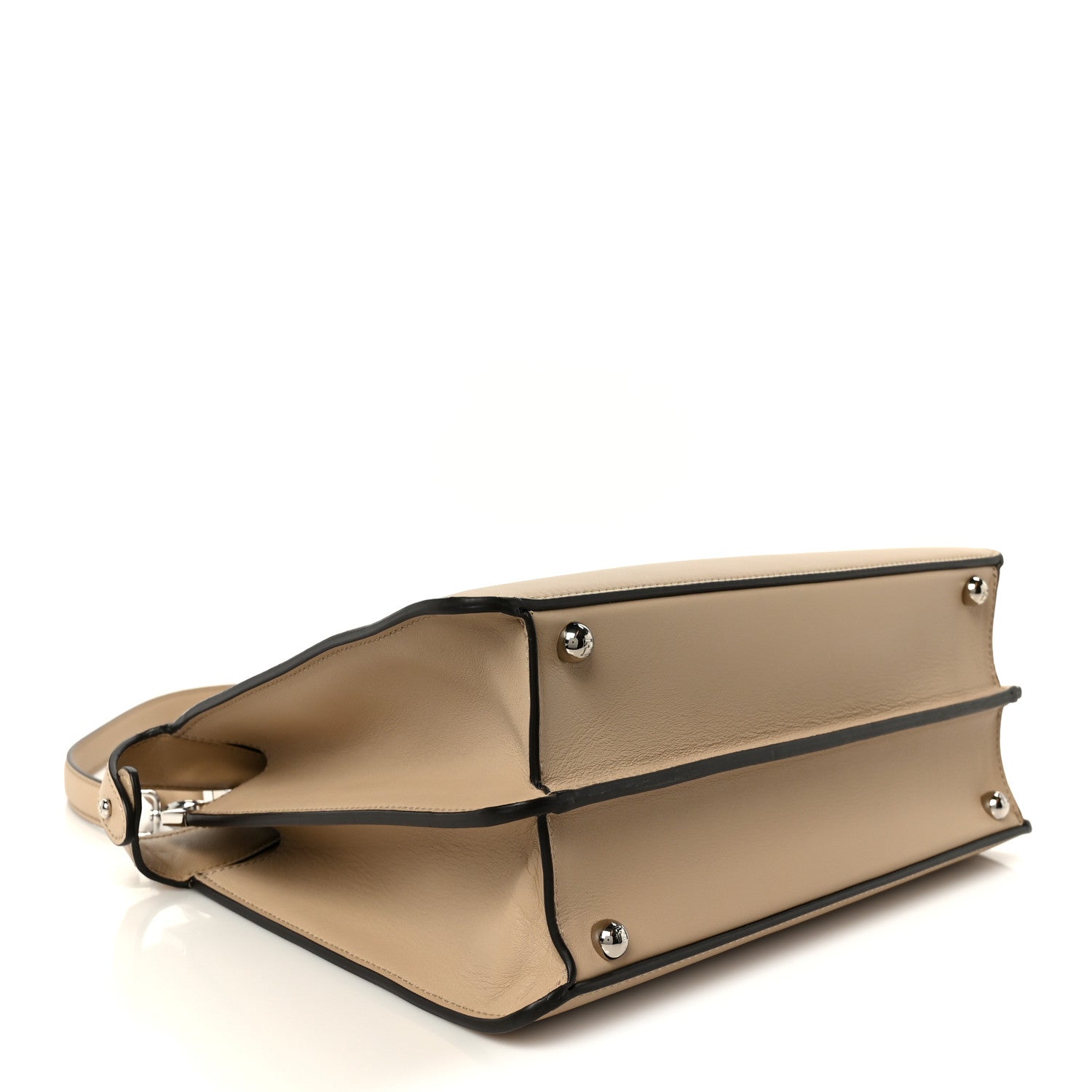 Fendi Shiny Calfskin Flower Medium Peekaboo I SEE U Satchel Beige Amido 4 of 11
