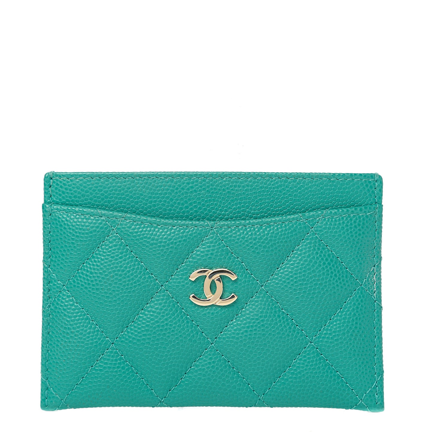 Caviar Quilted Card Holder Turquoise