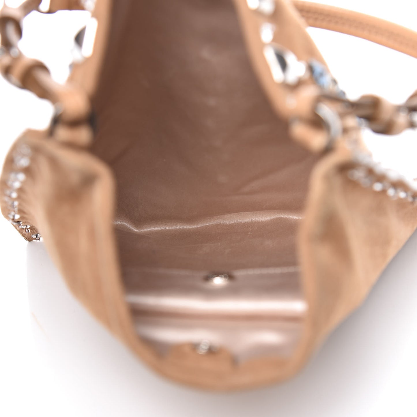 Suede Studded Crystal Bag Light Brown