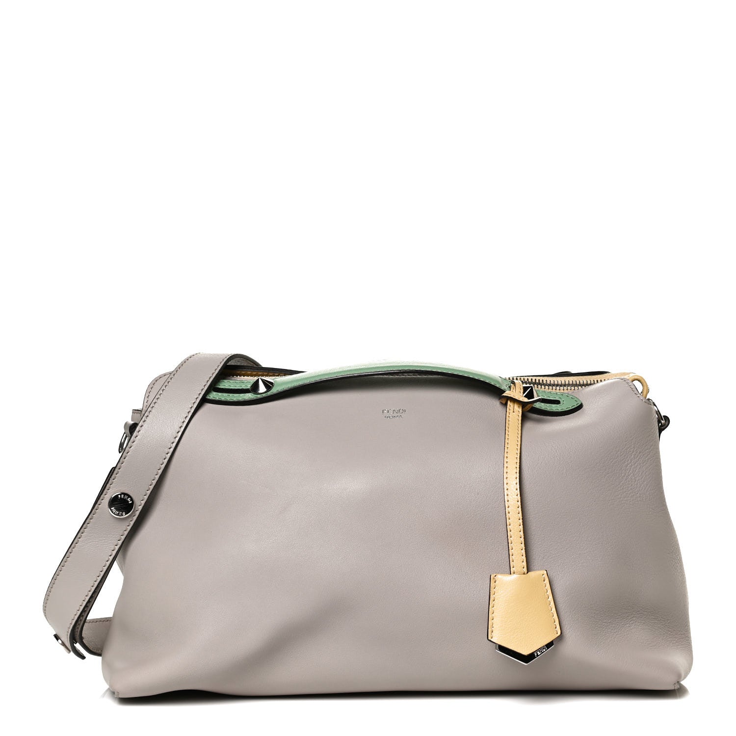 Fendi Vitello Dolce 4 Color Large By The Way Boston Bag Grigio Polvere Multicolor 1 of 16