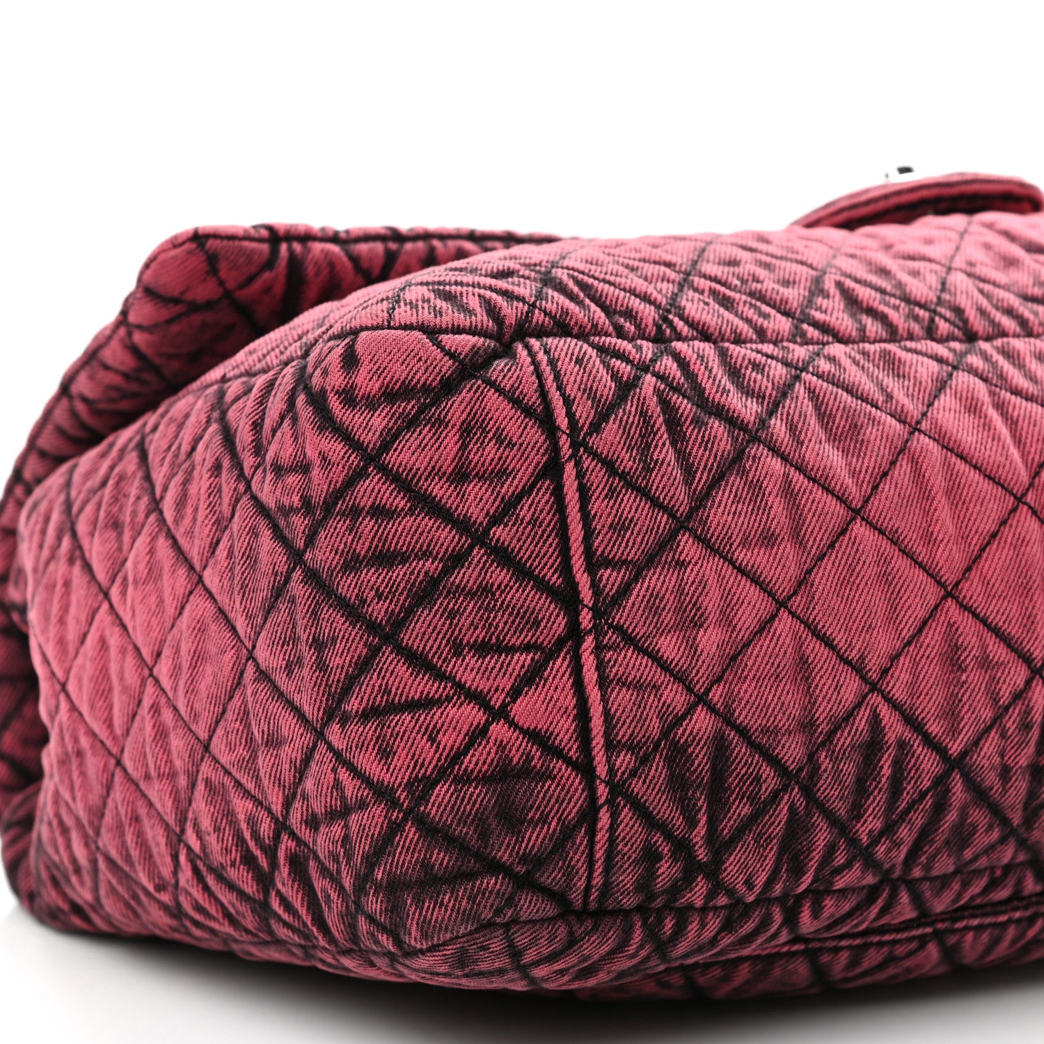 Chanel Denim Quilted Denimpression XXL Flap Red Black 9 of 10