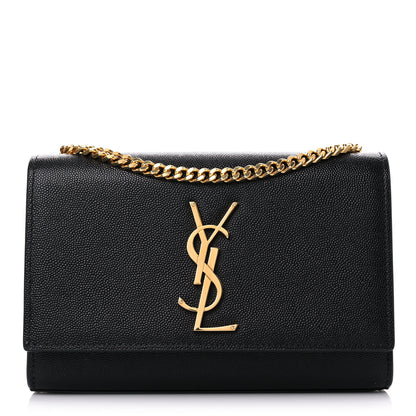 Saint Laurent Grain De Poudre Small Monogram Kate Satchel Black 1 of 12