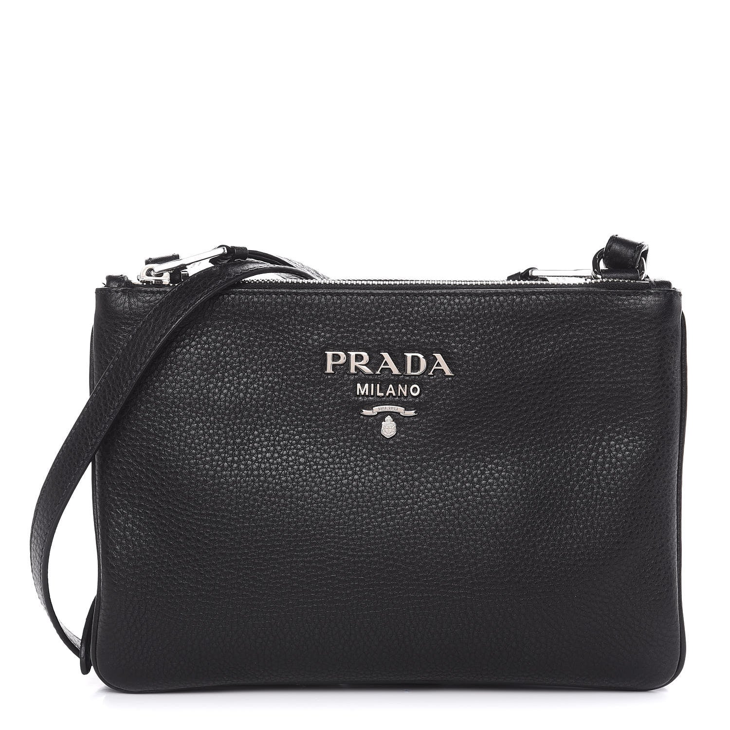 Prada Vitello Phenix Double Zip Crossbody Bag Black 1 of 11