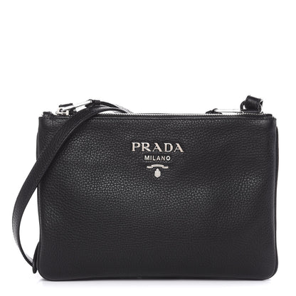 Prada Vitello Phenix Double Zip Crossbody Bag Black 1 of 11