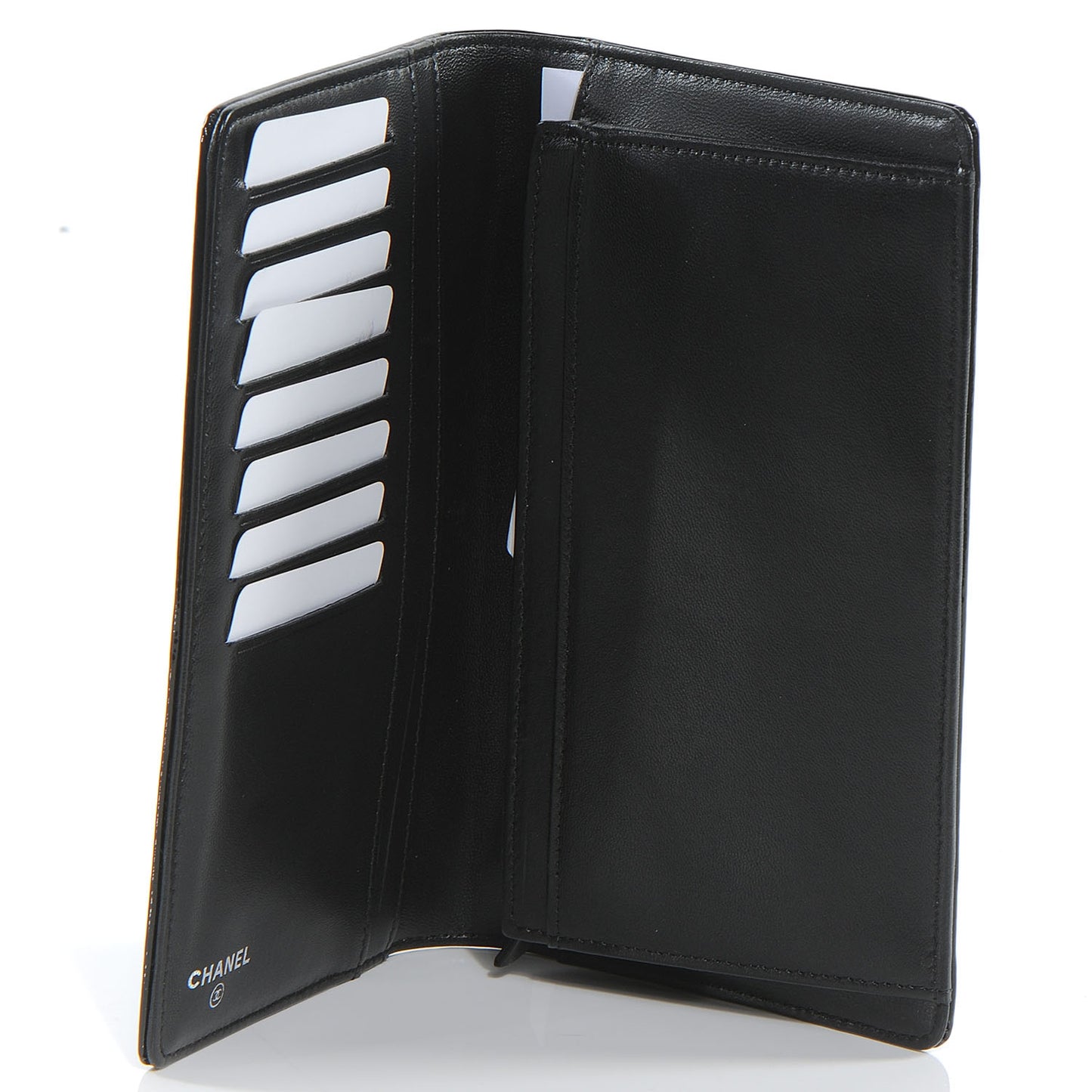 Patent Calfskin Lucky Symbols Yen Wallet Black