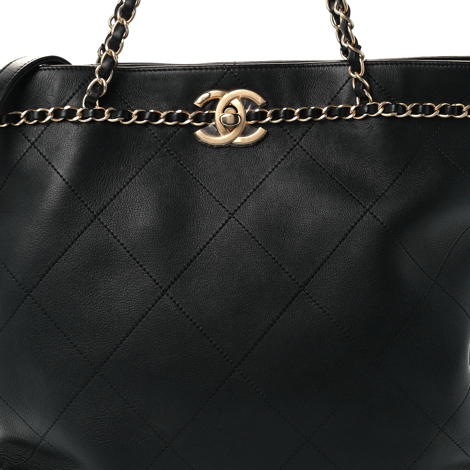 Chanel Calfskin Stitched Medium Shopping Tote Black 8 of 10