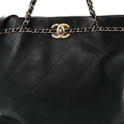 Chanel Calfskin Stitched Medium Shopping Tote Black 8 of 10