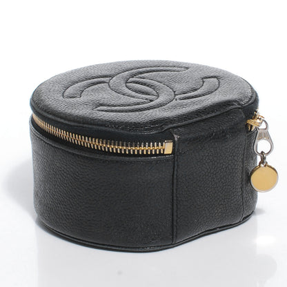 Chanel Caviar Round Jewelry Travel Case Black 4 of 9