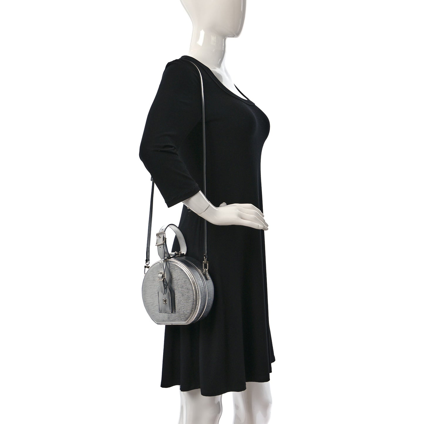 Metallic Epi Petite Boite Chapeau Silver