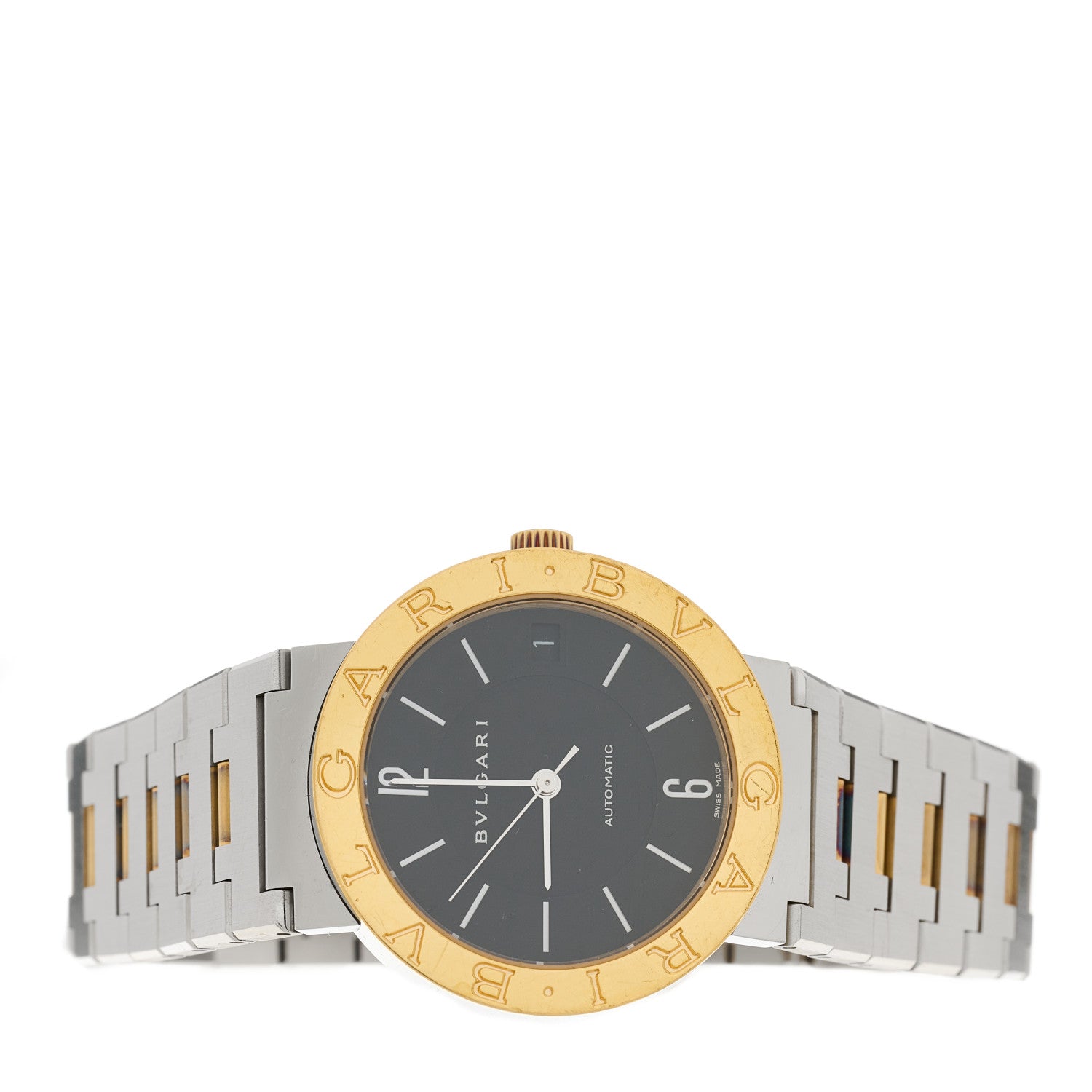 Bulgari Stainless Steel 18K Yellow Gold 33mm Automatic Watch Black 2 of 5