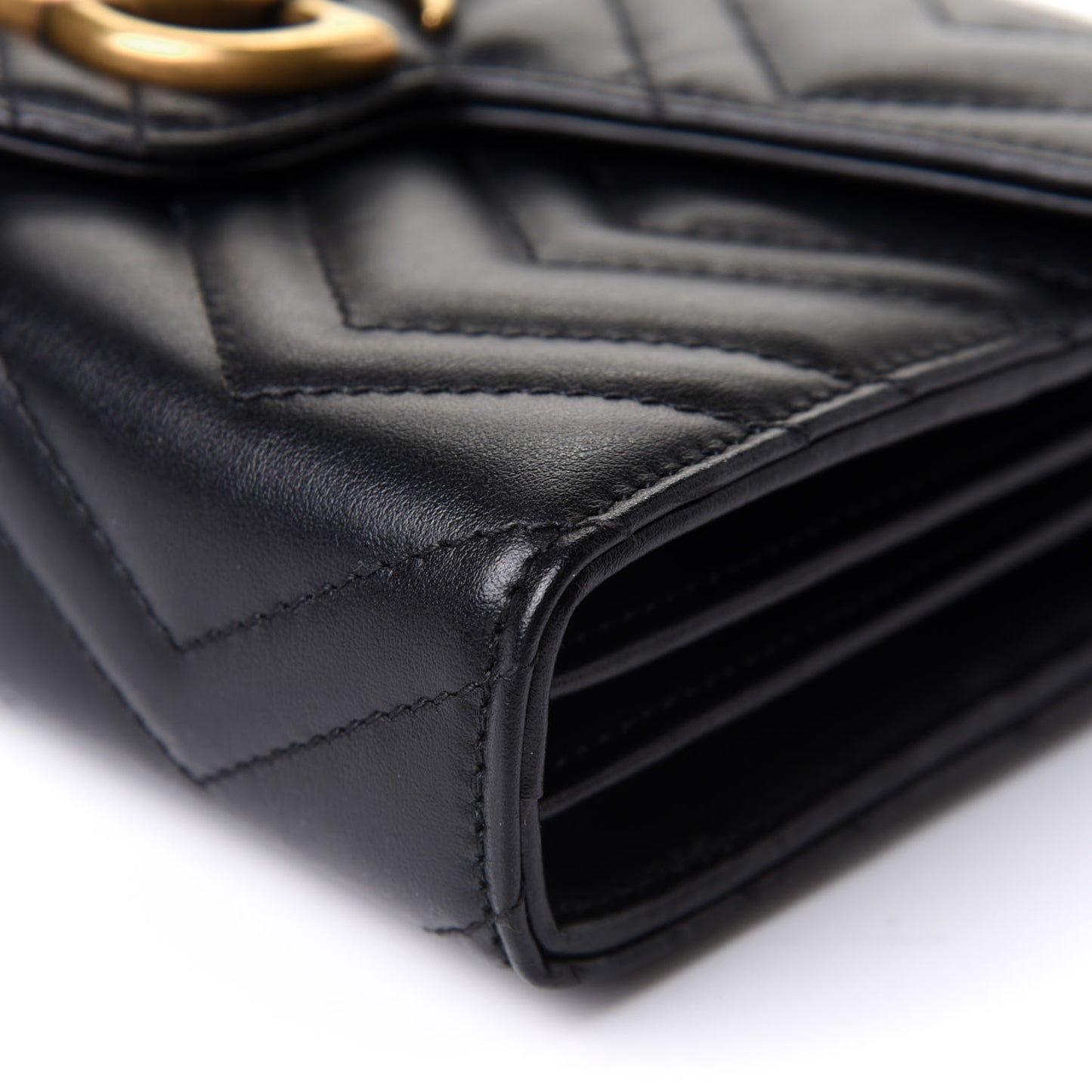 Calfskin Matelasse GG Marmont Chain Wallet Black