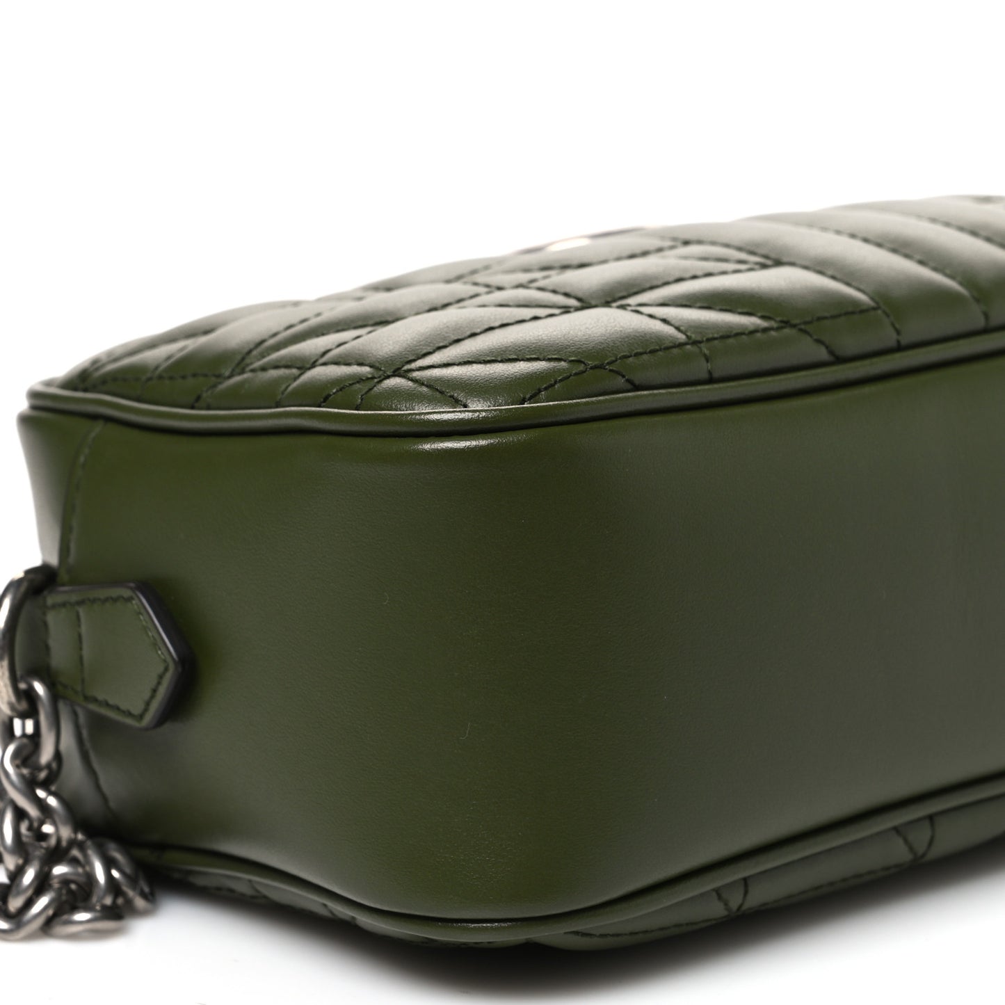 Calfskin Matelasse Aria Small GG Marmont Chain Shoulder Bag Military Wood
