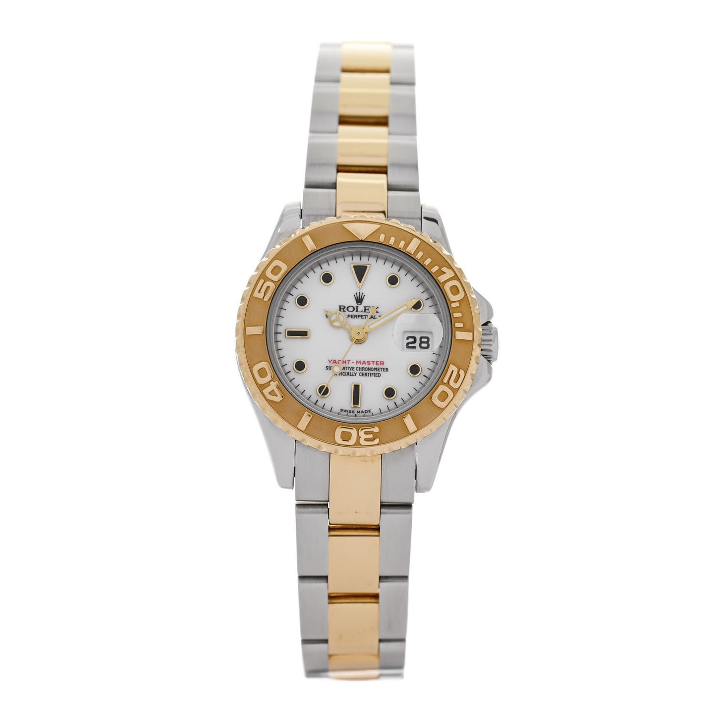 Stainless Steel 18K Yellow Gold 29mm Oyster Perpetual Date Yacht-Master Watch White 169623