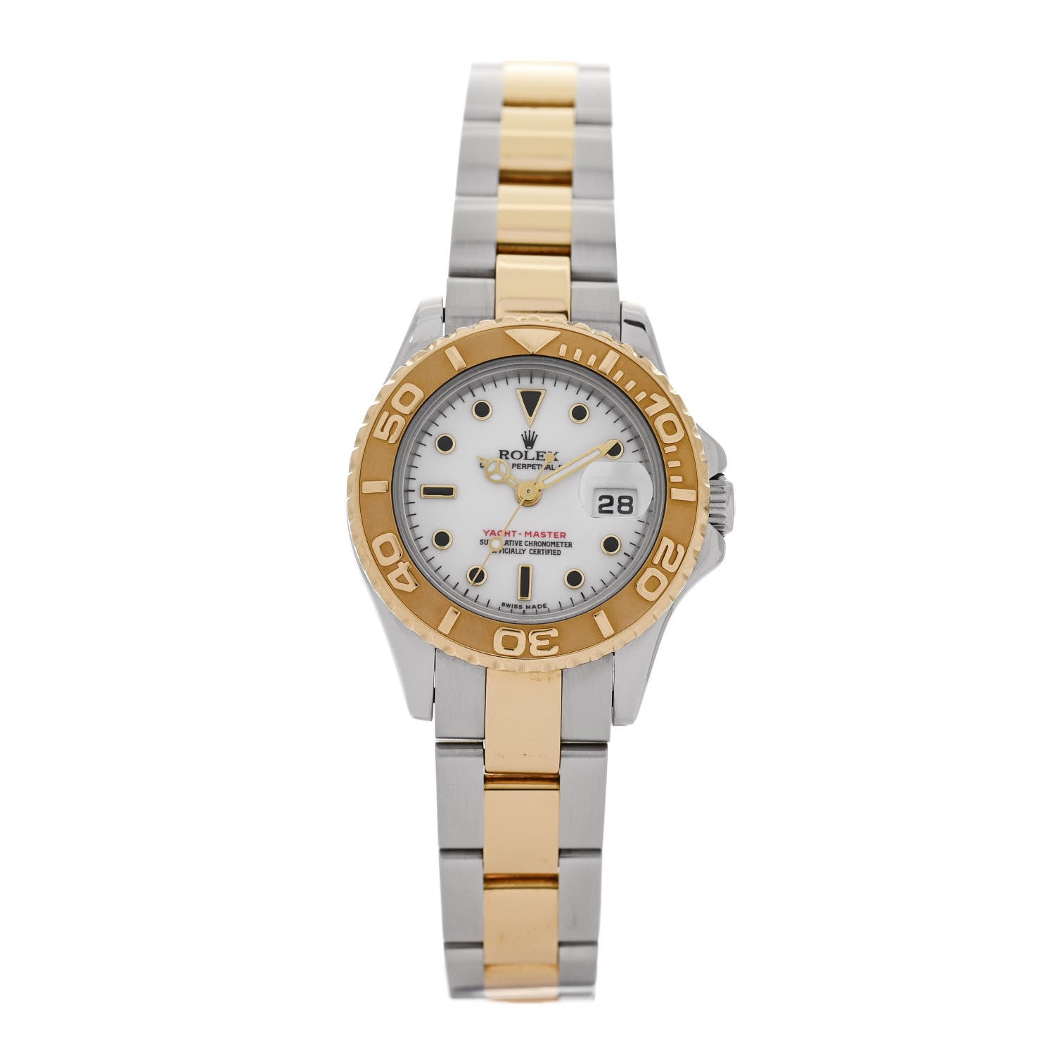 Rolex Stainless Steel 18K Yellow Gold 29mm Oyster Perpetual Date Yacht-Master Watch White 169623 1 of 5