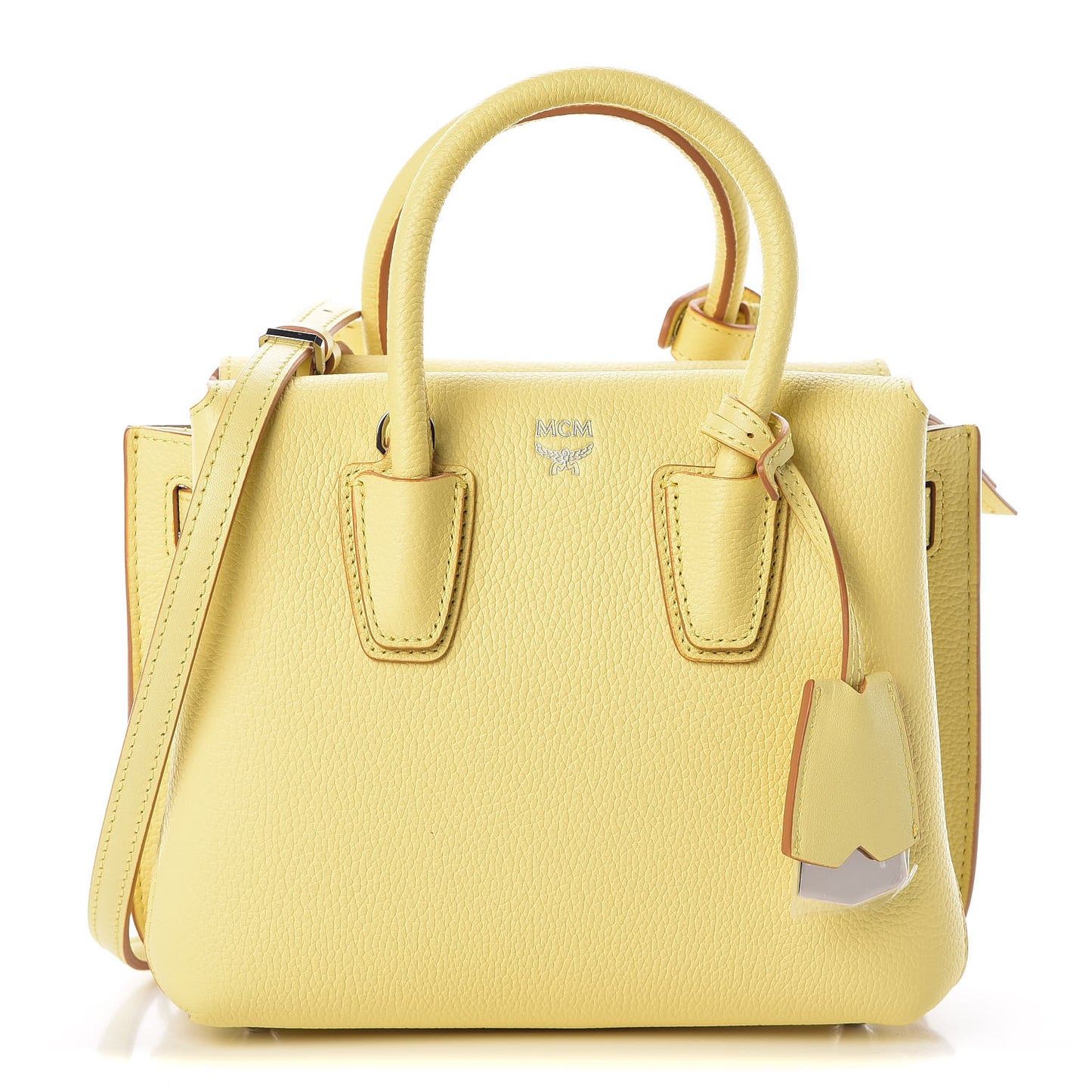 Grained Calfskin Mini Milla Tote Custard Yellow