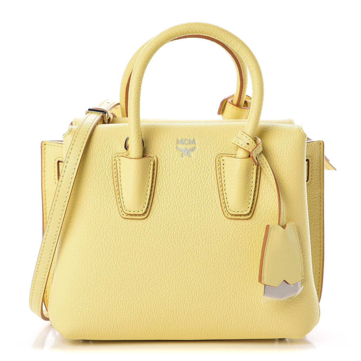 MCM Grained Calfskin Mini Milla Tote Custard Yellow 1 of 8