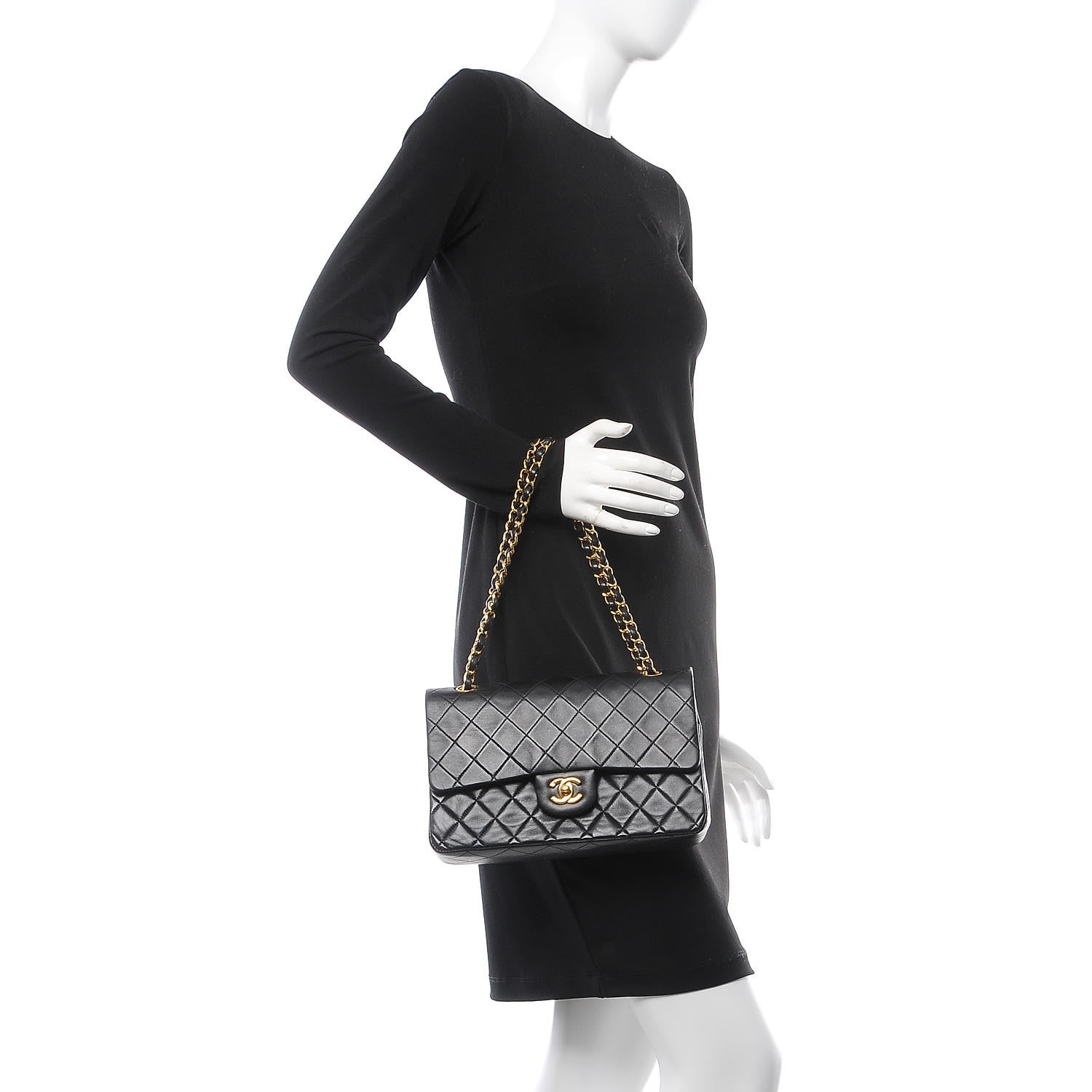 Chanel Lambskin Quilted Medium Double Flap Black 2 of 10