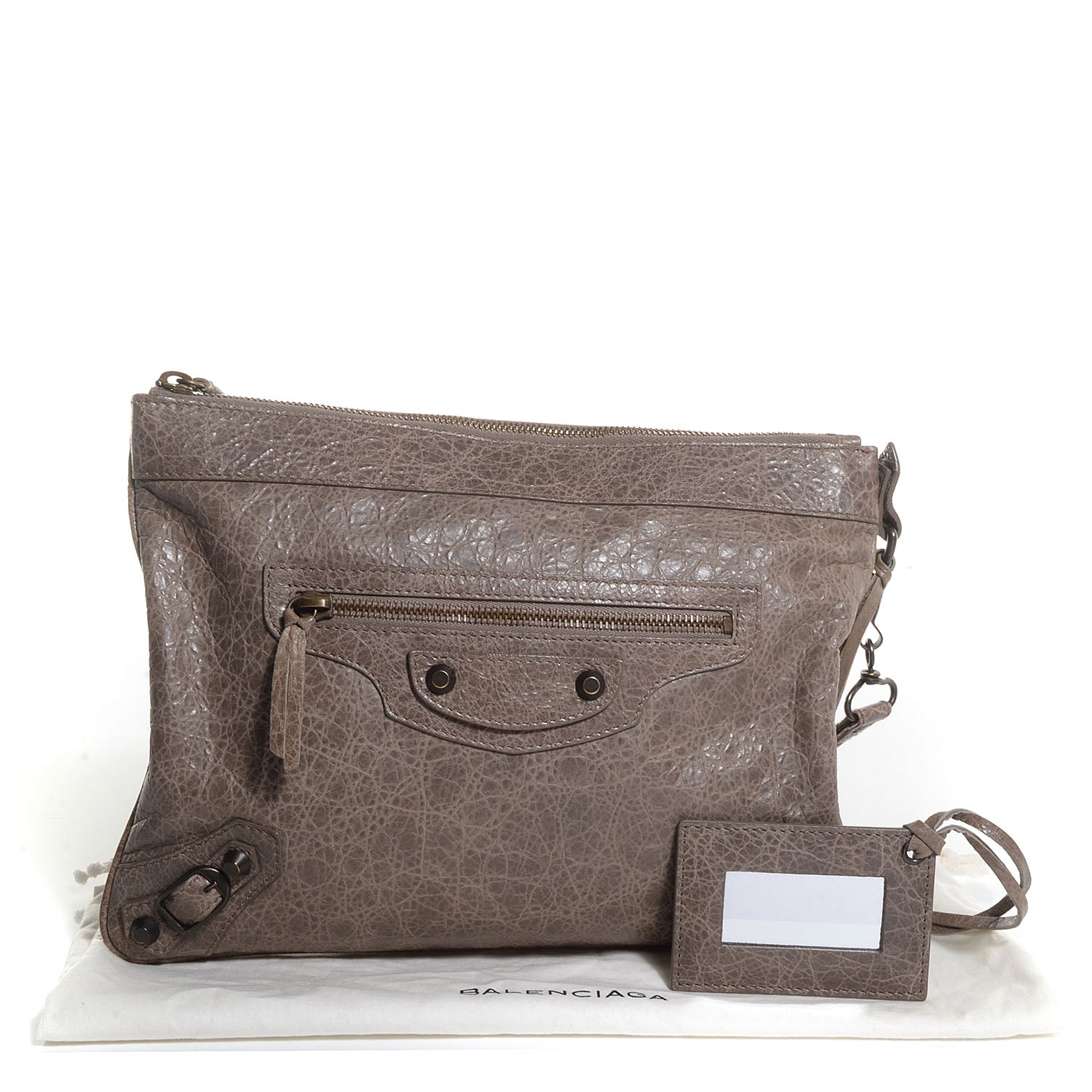 Balenciaga Agneau Classic Hardware Flat Handle Clutch Gris Poivre 5 of 11