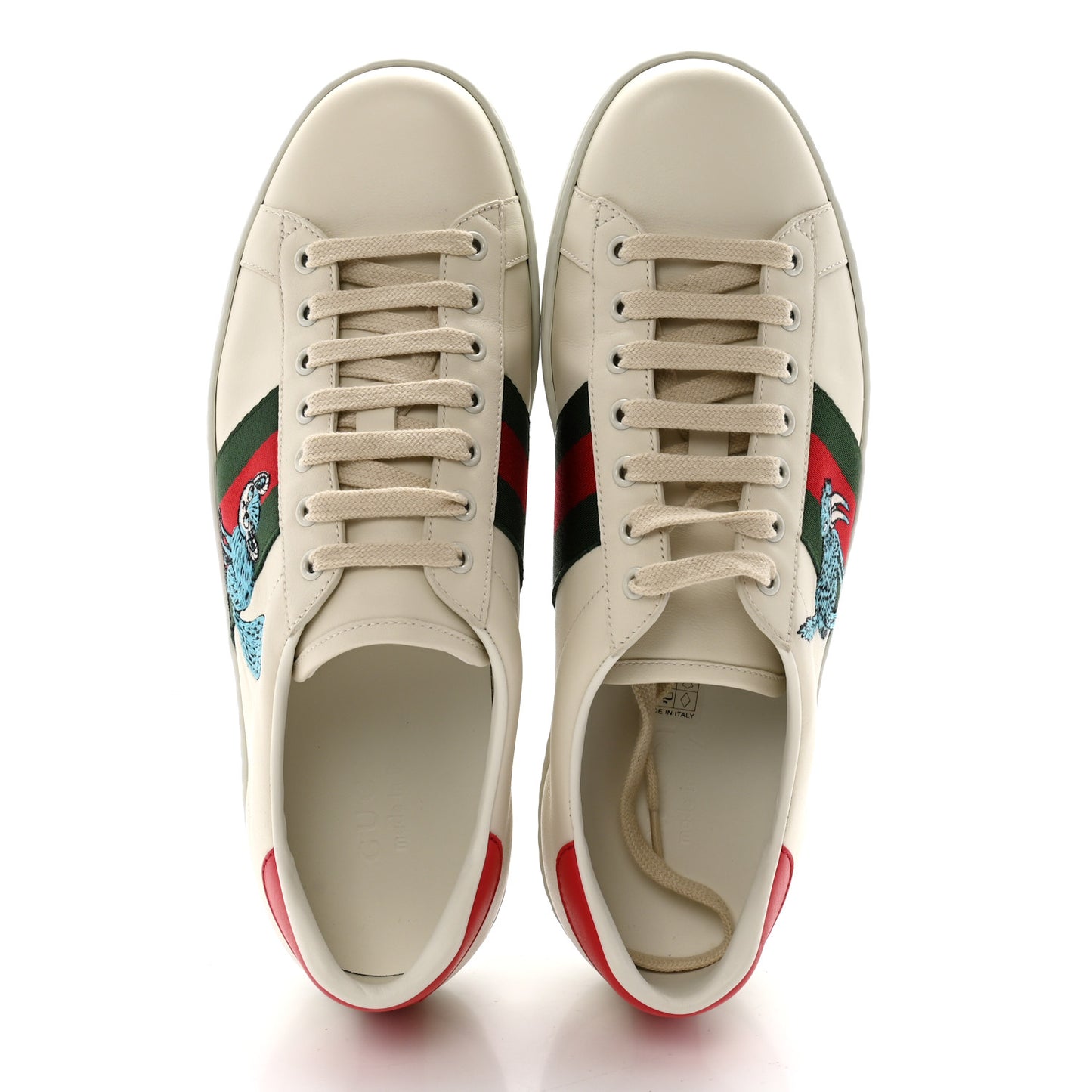 X FREYA HARTAS Calfskin Miro Soft Web Mythical Creature Embroidered Mens Ace Sneakers 9.5 New Mystic White
