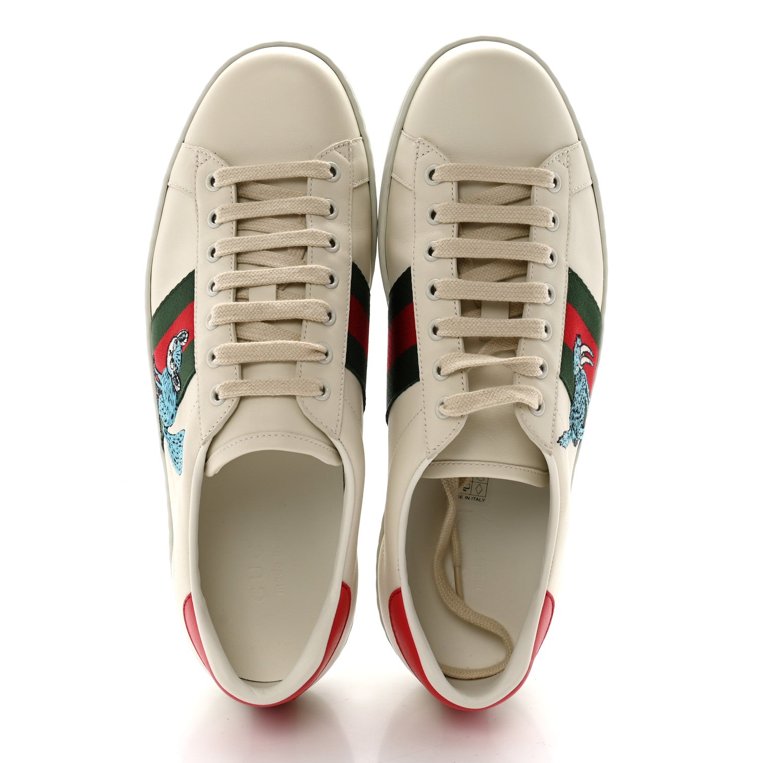 Gucci X FREYA HARTAS Calfskin Miro Soft Web Mythical Creature Embroidered Mens Ace Sneakers 9.5 New Mystic White 2 of 9