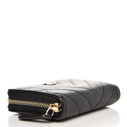 Chanel Calfskin Chevron Quilted Zip Around Coin Purse Black 4 of 8