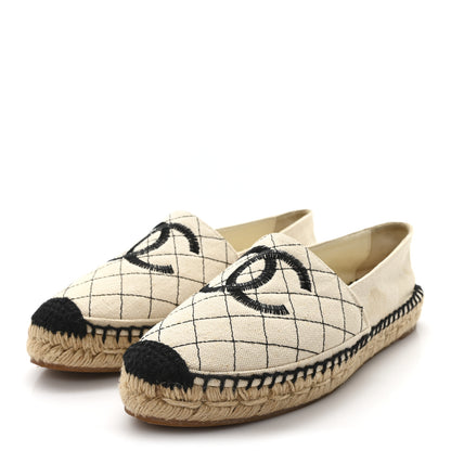 Chanel Fabric Biarritz CC Espadrilles 38 Beige Black 4 of 10