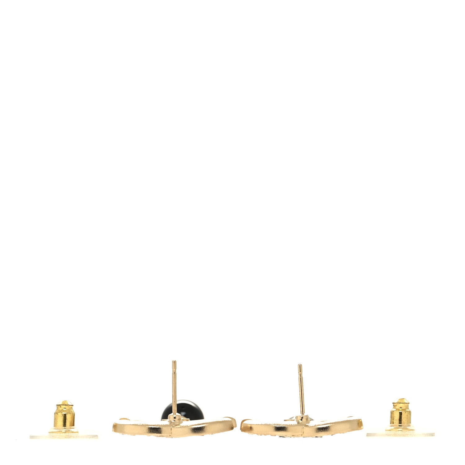 Chanel Crystal Resin CC Drop Earrings Gold Black Yellow 3 of 5