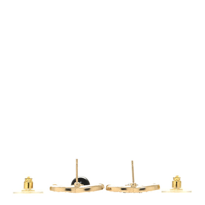 Chanel Crystal Resin CC Drop Earrings Gold Black Yellow 3 of 5