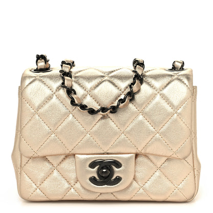 Chanel Metallic Lambskin Quilted Mini Square Flap Gold Black 1 of 10